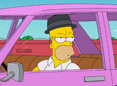 Homer in car